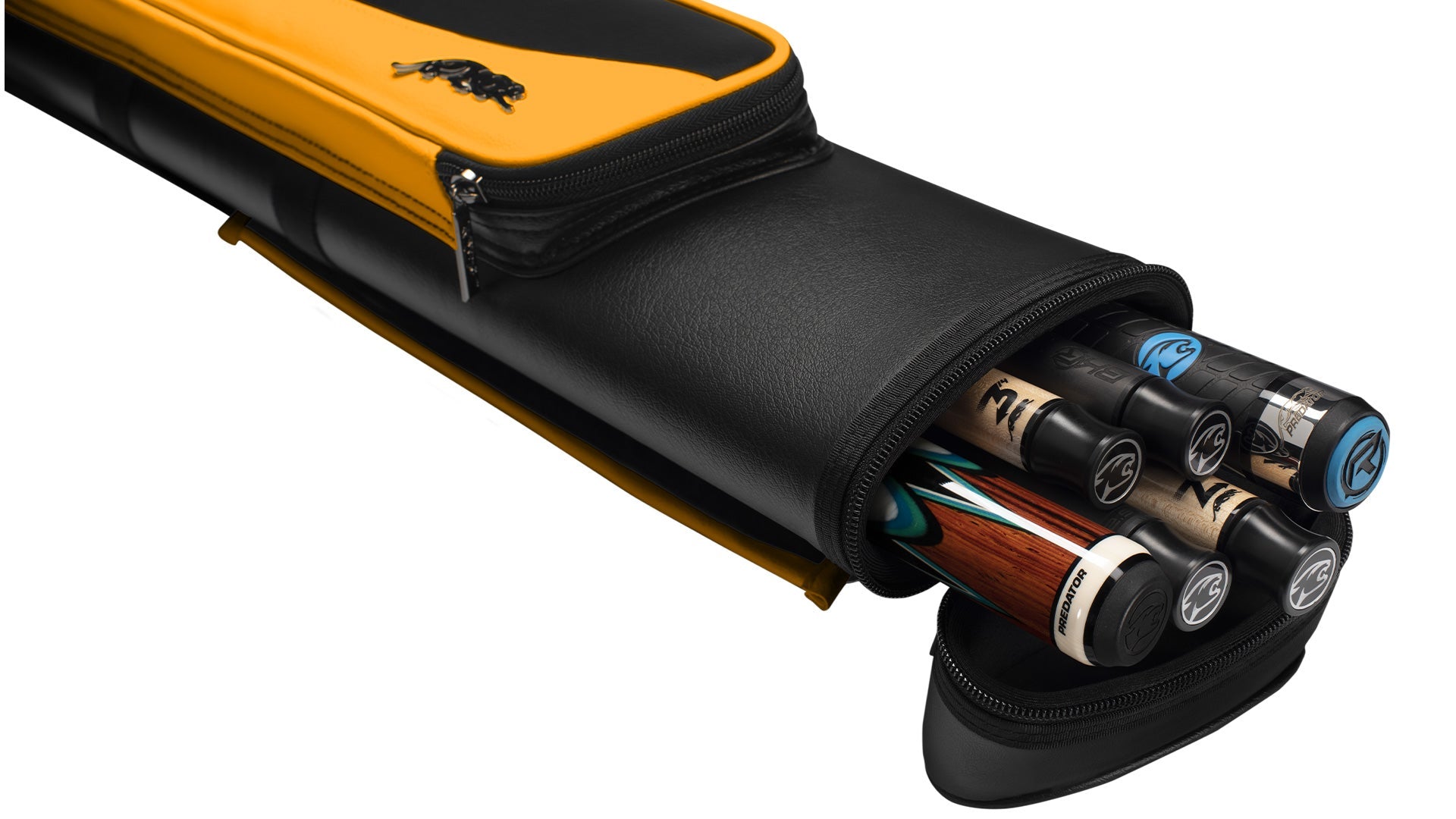 Predator Roadline Black/Yellow Hard Pool Cue Case - 2 Butts x 4 Shafts