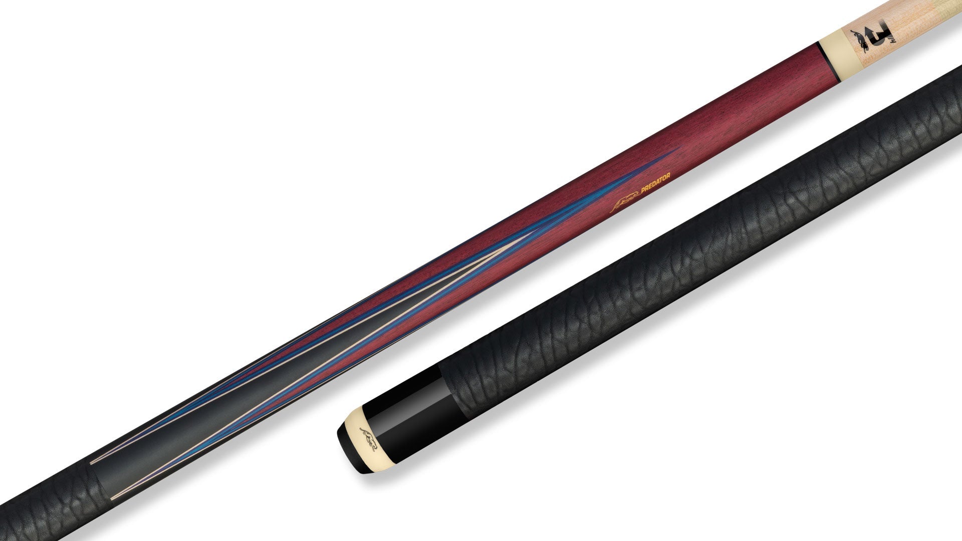 Predator 4 Point Sneaky Pete Purple Heart / Blue Points Elephant Pattern Leather Wrap Pool Cue  | Official USA Site