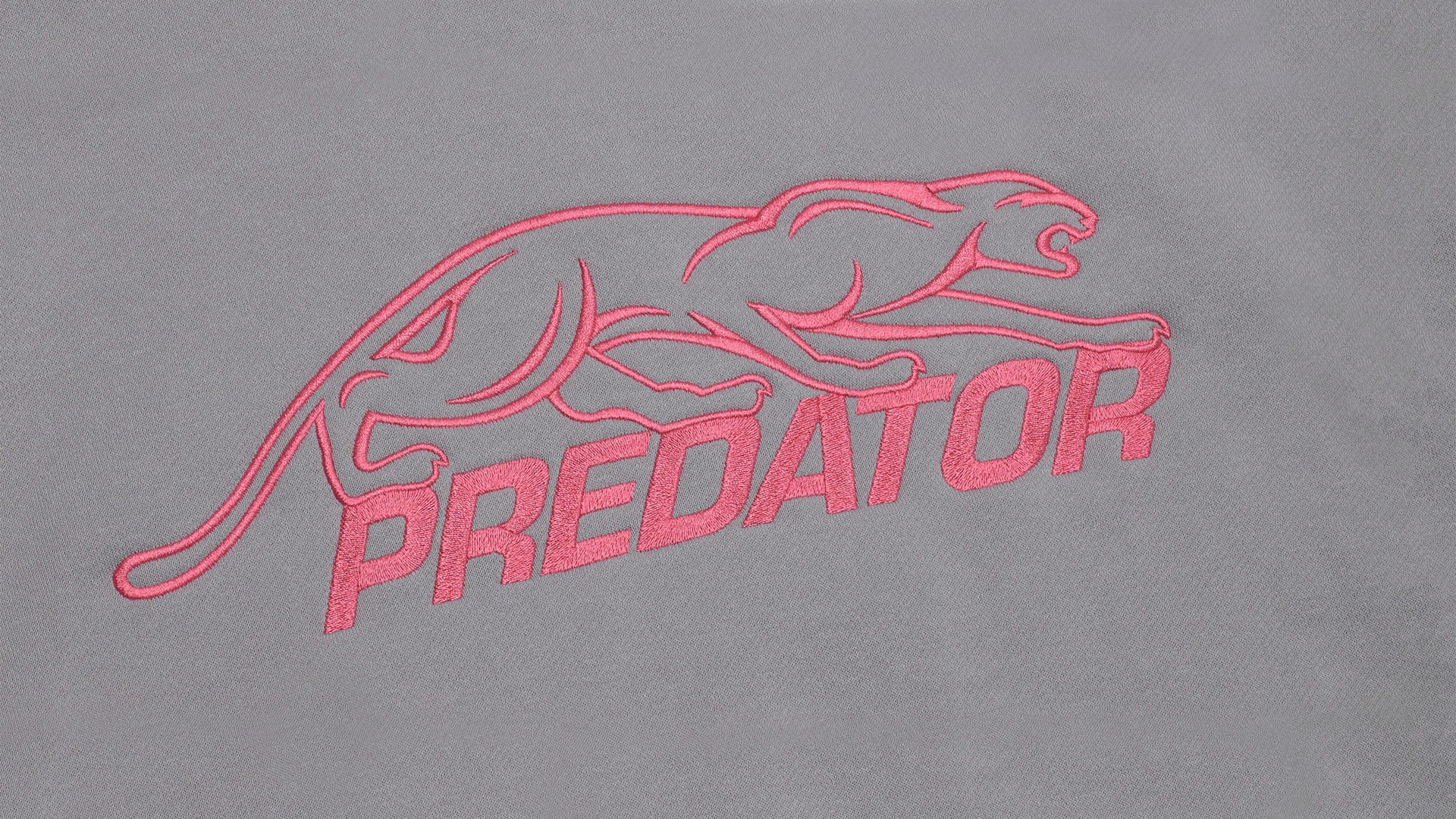 Predator Gray Hoodie with Embroidered Pink Logo
