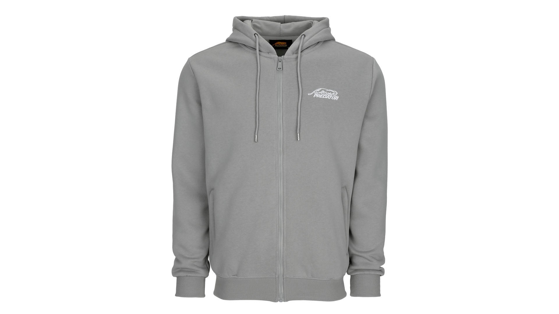 Predator Gray Full-Zip Hoodie with White Embroidered Logo