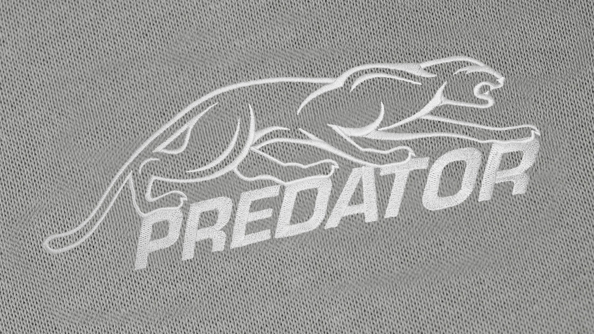 Predator Gray Full-Zip Hoodie with White Embroidered Logo
