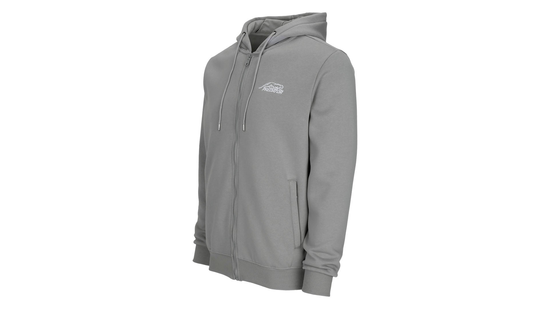 Predator Gray Full-Zip Hoodie with White Embroidered Logo