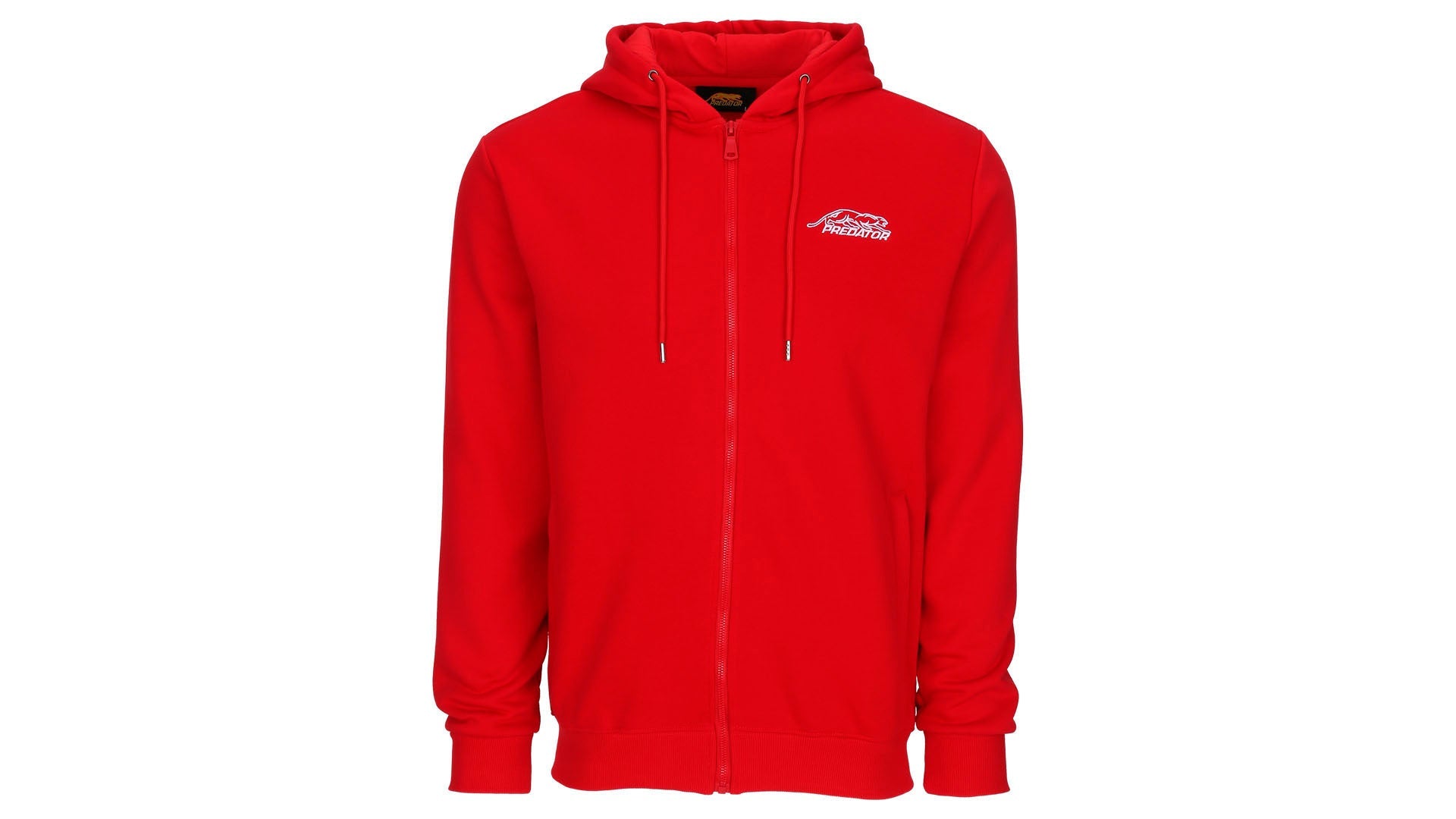 Predator Red Full-Zip Hoodie with White Embroidered Logo