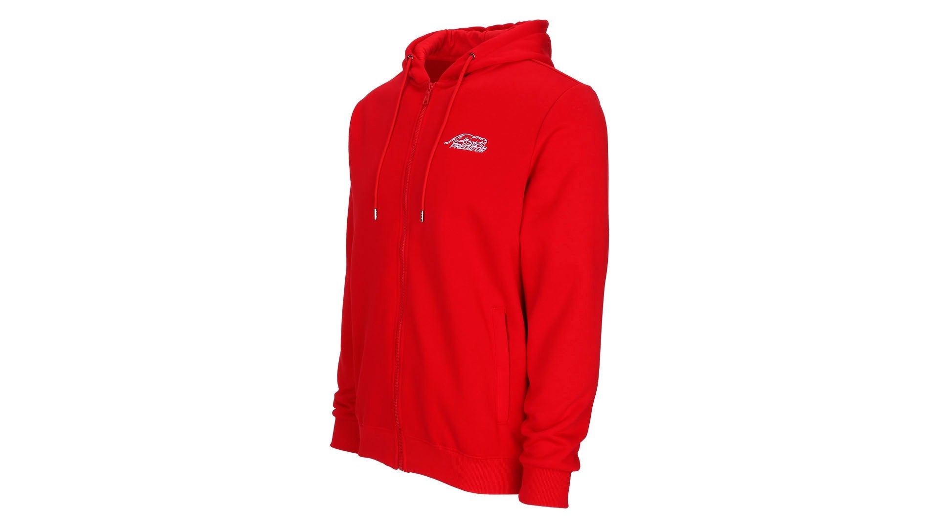 Predator Red Full-Zip Hoodie with White Embroidered Logo
