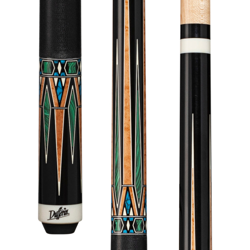 Dufferin Black & Green Malachite Cue with Black Linen Wrap – Box Billiards