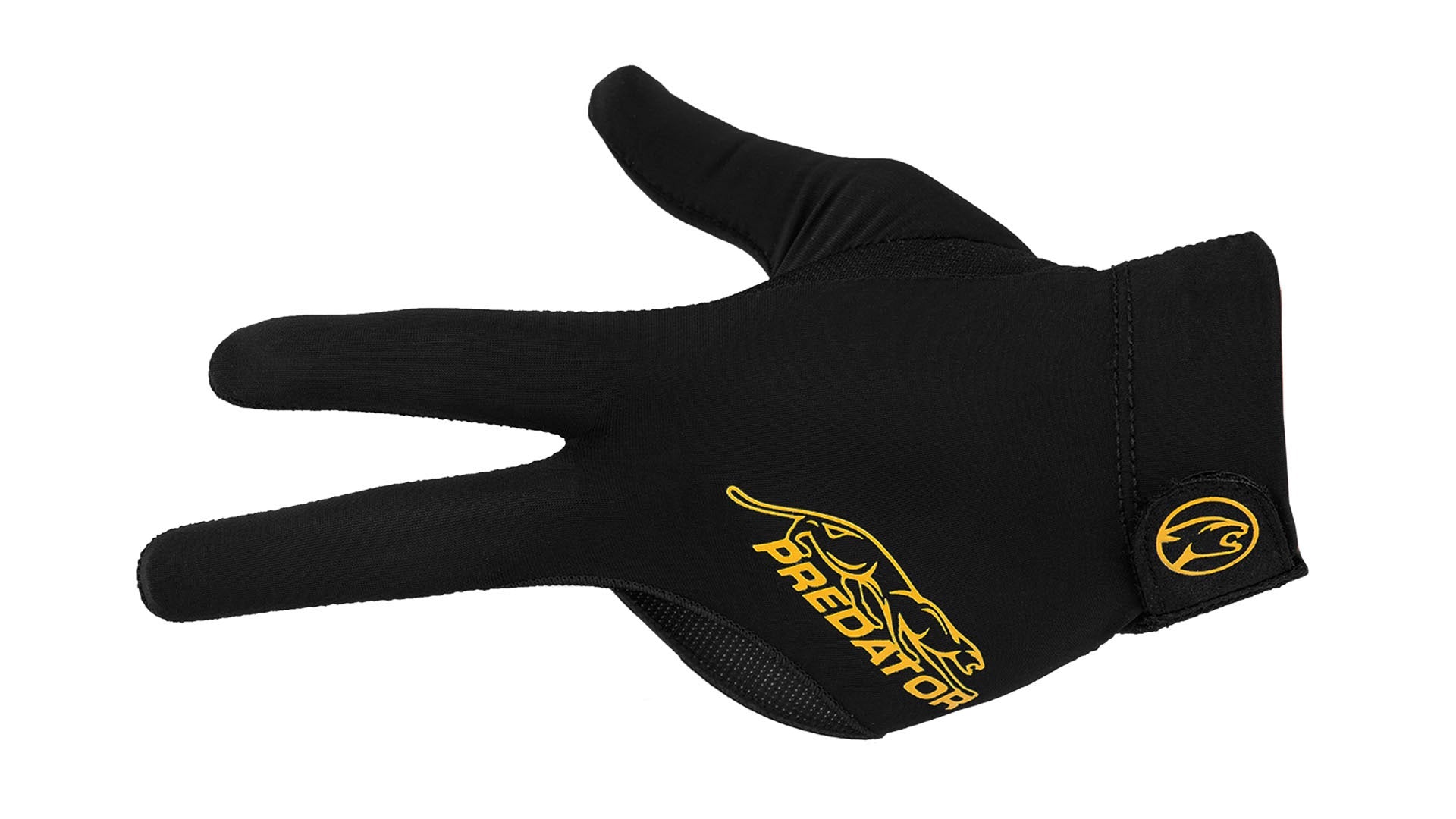 Predator Second Skin Black &amp; Yellow Billiard Glove with Closed Fingers - Left Hand